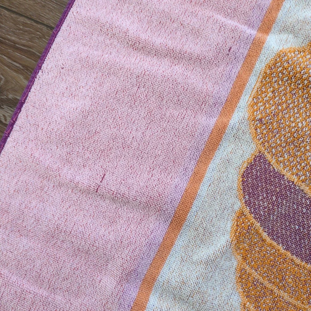 Vintage Striped Sea Sheel Beach Towel Bold‎ Retro Coastal Funky Bright 28 x 52